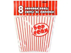 Bulk Buys AF758 - Classic 8-Count Paper Popcorn Boxes for Events and Parties