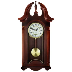 Bedford BED-1915 - Clock Collection 26.5 Inch Chiming Pendulum Wall Clock in Colonial Mahogany Cherry Oak Finish