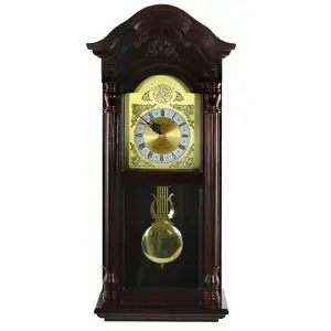 Bedford BED-9018 - Clock Collection 25.5 Inch Antique Mahogany Cherry Oak Chiming Wall Clock with Roman Numerals