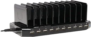 Tripp Lite U280010ST - 10-Port USB Charging Station Hub w Adjustable Storage Tablet / Smartphone / iPad / Iphone 5V 21A 105W - 12 V DC Input Voltage - 5 V DC Output Voltage - 2.40 A Output Current