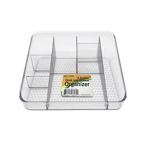 Bulk Buys GE808 - 8-Section Clear Plastic Desk and Drawer Organizer - 10" x 7.75"