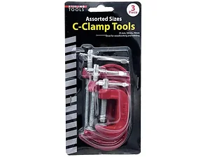 Bulk Buys GE775 - 3-Pack Adjustable C-Clamps - Versatile Tool Set