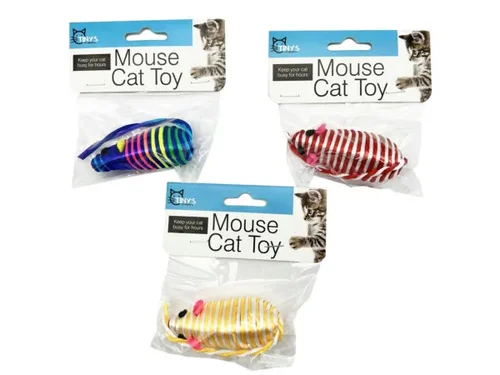 Bulk Buys HX524 - Assorted Striped Cat Mice Toy - 3 Pack