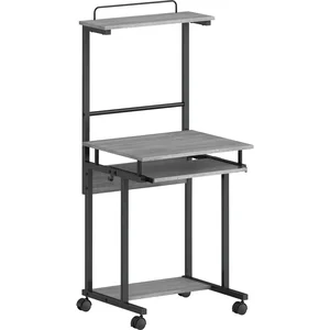 Lorell LLR 18245 - Mobile Computer Workstation - 23.6 x 20.6 x 53.5 - 2 Shelve(s) - Material: Medium Density Fiberboard (MDF), Metal Frame - Finish: Weathered Charcoal Laminate, Black