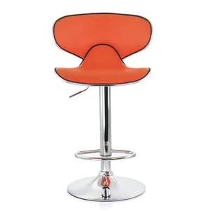 Elama ELM-723-ORG - Orange Adjustable Faux Leather Bar Stool - 2 Pack