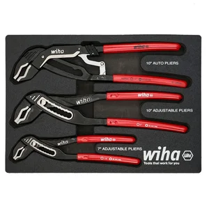 Wiha Tools Ltd 10018679 - Wiha Classic Grip V-Jaw Tongue and Groove Pliers Tray Set (3 Piece Set)