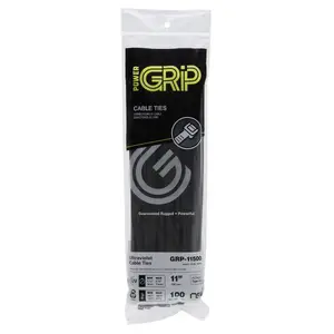 Power Grip 0184-1212 - Heavy-Duty 11" Black Cable Ties - 100 Pack