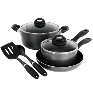 Oster 82931.07 - Clairborne 7-Piece Granite Grey Nonstick Cookware Set