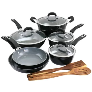 Kenmore 96262.12 - 12-Piece Nonstick Ceramic Cookware Set - Black