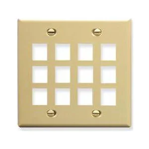International Connectors And Cable Corp. IC107F12IV - Ivory Face Plate for 2-Gang with 12 Ports - Perfect for Networking