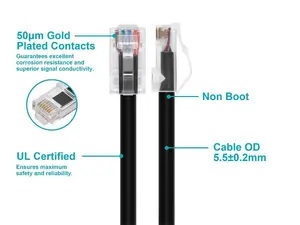 Monoprice 45425 - CAT6A 2FT BLACK PATCH CABLE, 26AWG, 10G, BARE COPPER CONDUCTOR, GOLD P