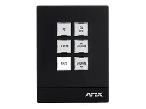 Amx 0087-0637 - Massio 6-Button Ethernet Keypad, Portrait, Black - Fits Into Standard 1 Gang Us, Uk, Or Eu Back Box.