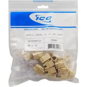 International Connectors And Cable Corp. IC1076FCIV - 25-Pack Ivory RJ-11 Voice Modules for Enhanced Communication