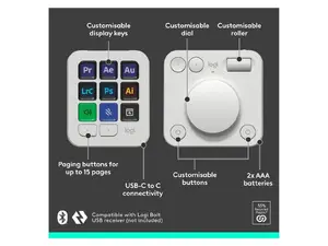 Logitech 920-012661 - MX Creative Console - Stylish Pale Grey Design