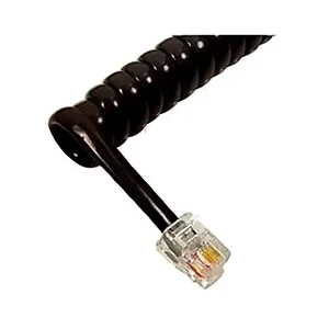International Connectors And Cable Corp. ICHA444025-FFB - Flat Black Telephone Handset Cord - 25 Ft with 1.5 Inch Lead
