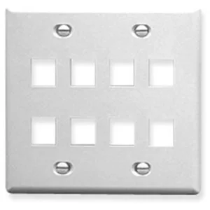 International Connectors And Cable Corp. IC107FD8WH - White 2-Gang Face Plate with 8 Ports - Flat Design