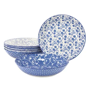 Elama ELM-AURORA6 - Aurora 6-Piece Blue Porcelain Bowl Set