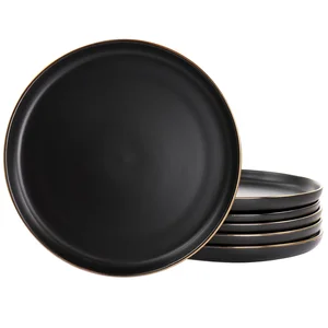 Elama ELM-PAUL6D - Paul 6-Piece Matte Black Stoneware Dinner Plate Set