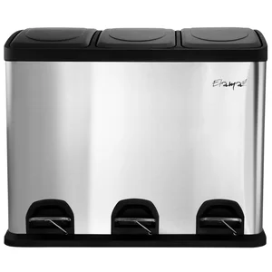 Elama EL-LD710-45L - 15L Stainless Steel 3-Section Trash & Recycling Bin
