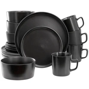 Elama EL-LUXMATTE-16-BLK - Luxmatte Black 16-Piece Dinnerware Set