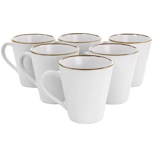 Elama ELM-ARTHUR6M - Arthur 6 Piece Stoneware Mug Set - Matte White & Gold