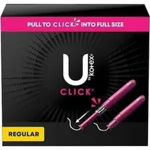 Kimberly Clark KCC 53445CT - U by Kotex Click Compact Tampons - Regular - Anti-leak, Fragrance-free, Comfortable - 16 / Box
