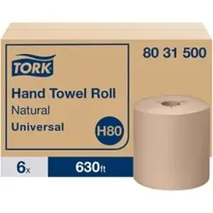 Essity TRK 8031500 - TORK Hand Towel Roll Natural H80 - 1 Ply - Multifold - 7.80" Roll Diameter - 1 15/16" Core - Natural - Fiber - 6 Roll