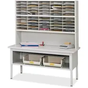 Safco Products SAF 7756GR - Safco E-Z Sort Satellite Mail Station Base - 57.50" Width x 18.25" Depth x 19" Height - Steel - Gray - 1 Each