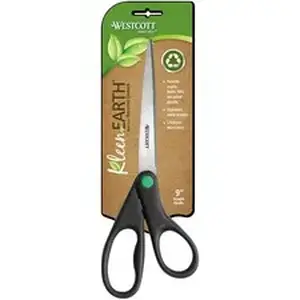Acme United Corporation ACM 13138 - Westcott KleenEarth 9" Straight Scissors - 3.75" Cutting Length - 9" Overall Length - Straight-left/right - Stainless Steel - Pointed Tip - Black - 1 Each