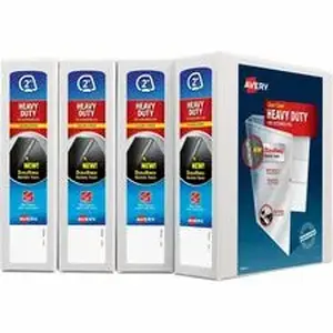Avery Dennison AVE 79790 - Avery® Heavy-Duty View 3 Ring Binders, 2" One Touch Slant Rings, 4 White Binders (79790) - 2" Binder Capacity - Letter - 8 1/2" x 11" Sheet Size - 530 Sheet Capacity - 530 Ring(s) - Fastener(s): Slant Ring - Pocket(s): 4 - Polypropylene - Adhesive, Archival-safe, Customizable Spine/Cover, Durable, Flexible, Heavy Duty, Ink-transfer Resistant, Non-stick, One Touch Ring, Pocket, PVC-free, ... - 4 Each