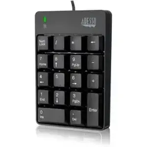 Adesso ADE AKB601UB - USB Spill Resistant 18-Key Numeric Keypad - Cable Connectivity - USB Interface - 18 Key(s) - Windows 10, Windows 8, Windows 7 - English (US) - Computer - PC - Membrane Keyswitch - Black