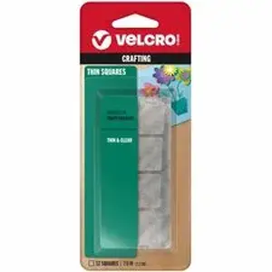 Velcro Usa VEK 91330 - VELCRO® Thin Clear Fasteners 7/8in Squares Clear 12 ct - Clear - Water Resistant - For Indoor, Outdoor, Card, Crafting, Scrapbooking, Project, Glass, Plastic, Classroom, Office, Home, ... Carton - 12 Carton