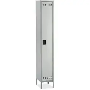 Safco Products SAF 5522GR - Safco Single-Tier Two-tone Locker with Legs - 18" Width x 12" Depth x 78" Height - Recessed Locking Handle - Gray - Steel