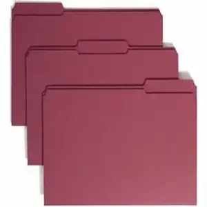Smead Manufacturing Co. SMD 13084 - Smead Colored 1/3 Tab Cut Letter Recycled Top Tab File Folder - 8 1/2" x 11" - 3/4" Expansion - Assorted Tab Position - 11 pt. - 2 Plys - Maroon - 10% Recycled - 100 / Box