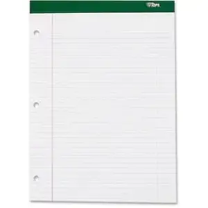 Tops Business Forms TOP 63379 - TOPS Double Docket Writing Tablet - Letter - Stapled/Glued - 0.34" Ruled - 16 lb Basis Weight - Letter - 8 1/2" x 11 3/4" Sheet Size - White Paper - Perforated - 1 / Pad