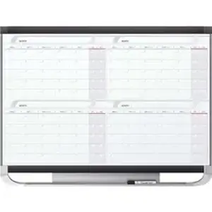 Acco Brands QRT 4MCP23P2 - Quartet Prestige® 2 Magnetic Four Month Calendar Board - Monthly - 4 Month - White, Graphite - Steel - 24" Height x 36" Width - Magnetic, Durable, Ghost Resistant, Stain Resistant, Marker Tray, Maintenance Schedule