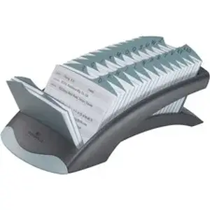 Durable Office Products DBL 241201 - DURABLE Telindex Desk Address Card Files - 500 Card Capacity - For 2.87" x 4.12" Size Card - 25 A-Z Index Guide - Black, Gray