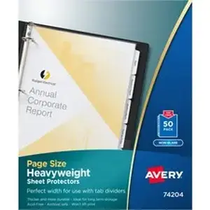 Avery Dennison AVE 74204 - Avery® Sheet Protector - 1 x Sheet Capacity - For Letter 8 1/2" x 11" Sheet - 3 x Holes - Ring Binder - Top Loading - Rectangular - Clear - Polypropylene, Plastic - 50 / Pack