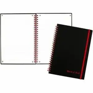 Acco Brands JDK K66652 - Black n' Red Polypropylene Notebook - Letter - 70 Sheets - Double Wire Spiral - Ruled Margin - 24 lb Basis Weight - Letter - 8 1/2" x 11" Sheet Size - White Paper - Red Binding - Black Polypropylene Cover - Wipe-clean Cover, Micro Perforated, Strap - 1 Each