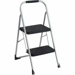 Dorel Industries Inc CSC 11308PBL1E - Cosco 2-Step Big Step Folding Step Stool - 2 Step - 200 lb Load Capacity - Type III - 17.7" Width x 22.8" Depth x 34.6" Height - Platinum, Black