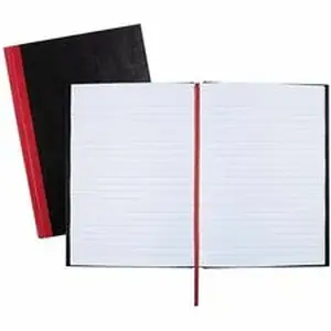 Acco Brands JDK E66857 - Black n' Red Casebound Ruled Notebooks - A5 - 96 Sheets - Sewn - 24 lb Basis Weight - A5 - 5 5/8" x 8 1/4" Sheet Size - White Paper - Red Binding - Black Cover - Ribbon Marker, Hard Cover - 1 Each