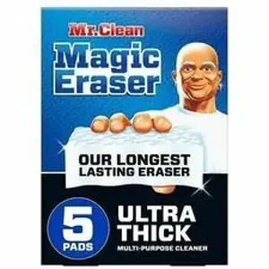 Procter & Gamble PGC 12413 - Mr. Clean Magic Eraser Sponge, All Purpose Cleaner, Ultra Thick - For Multi Surface, Multipurpose - Sponge - Recommended For: Grime Remover, Soap Scum Remover, Grease Remover, Dirt Remover, Scuff Mark Remover, Permanent Marker Remover, Stain Remover - Heavy Duty, Built-In Scrubber, Strong - White - 5 / Pack
