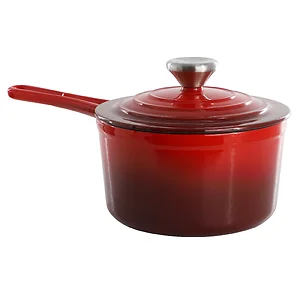 Megachef MC-SP17A-RD - Gradient Red Cast Iron Saucepan, 2 Quart