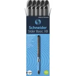 Schneider Schreibgerate Gmbh And Co. Kg RED 151201 - Schneider Slider Basic XB Ballpoint Pen - 1.4 mm Extra Broad Pen Point - Black Ink - Transparent Rubberized, Black, Silver Barrel - Stainless Steel Tip - 10 / Pack