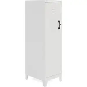 Nusparc NPR SL418ZZWE - Personal Locker - 4 Shelve(s) - for Office, Home, Sport Equipments, Toy, Game, Classroom, Playroom, Basement, Garage - Overall Size 53.3" Height x 14.2" Width x 18" Depth - White - Steel - TAA Compliant