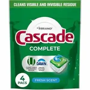 Procter & Gamble PGC 17626 - Cascade Professional Complete ActionPacs - Fresh Scent - For Dishwasher - Powder - Fresh Scent - Recommended For: Residue Remover, Grease Remover, Food Remover, Grime Remover, Baked-on Food Remover, Spot Remover - Phosphate-free - Green - 4 / Pack