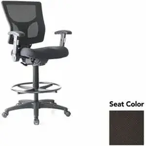 Lorell LLR 6202163 - Conjure Office Stool - Perfection Black Polyurethane Foam Seat - Mesh Back - Armrest - 1 Each