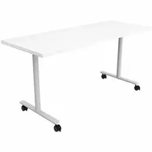 Safco Products SAF JN6024FXCDWT - Safco Jurni Multi-Purp. Table w/T-Leg & Casters - Textured T-shaped, Powder Coated Base - 60" Table Top Width x 24" Table Top Depth x 1.10" Table Top Thickness - 29" Height - Multipurpose - Assembly Required - Designer White - Laminate Top Material - 1 Each