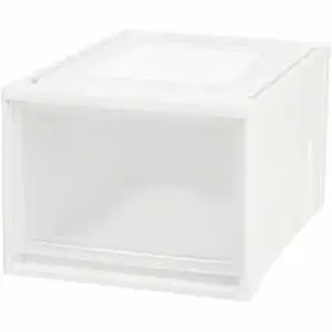 Iris IRS 129777 - Stackable Storage Box Drawer - External Dimensions: 19.6" Length x 15.7" Width x 11.5" Height - 10.85 gal - Stackable - White, Clear - For Storage - 1 Each