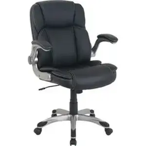 Nusparc NPR CH101LABK - Leather Rolling Chair - Mid Back - 5-star Base - Black - Bonded Leather - Armrest - 1 Each